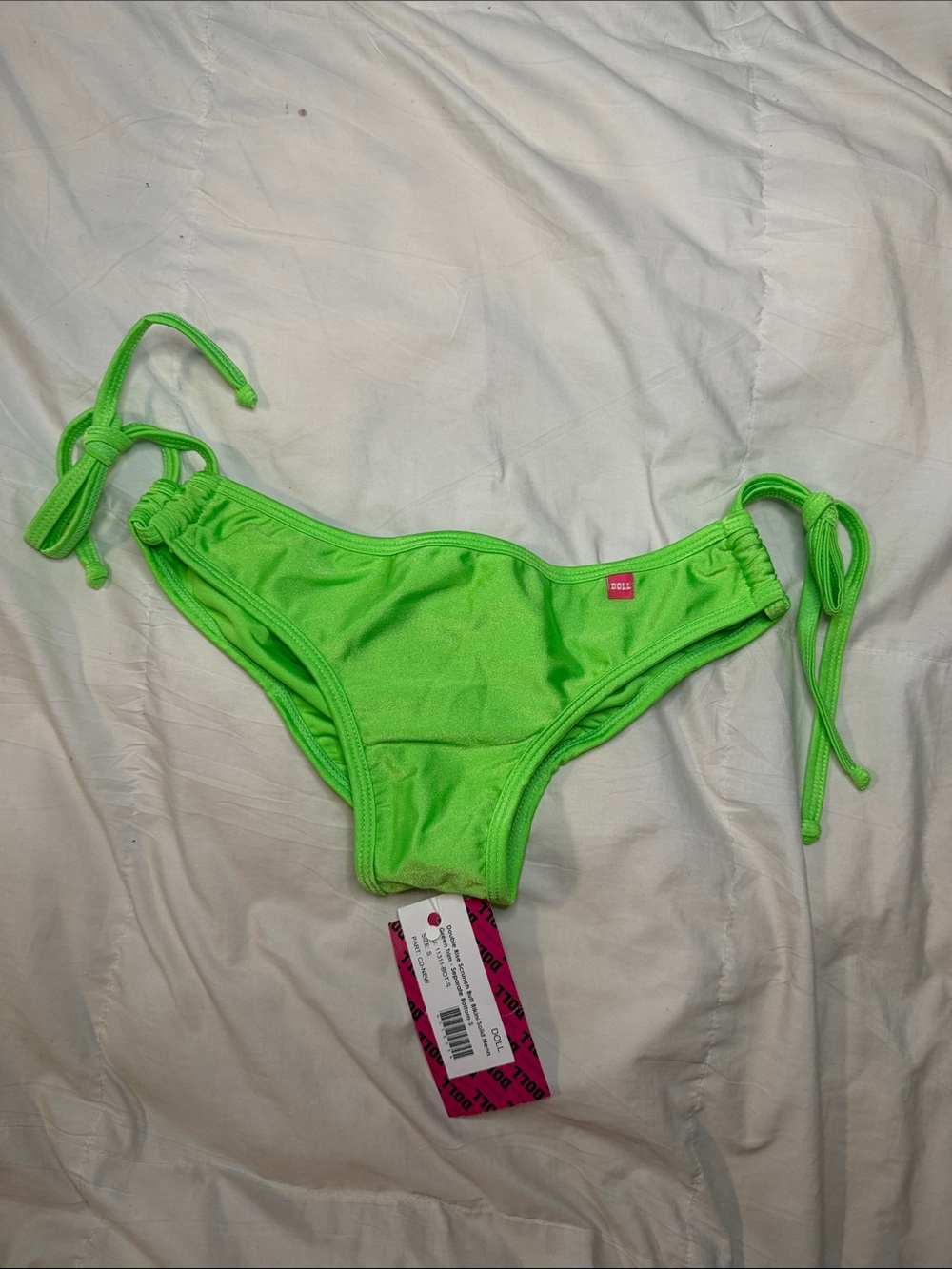 Doll Swimwear Double Rise Scrunch Butt Bikini Bottom – Solid Neon Green bottom